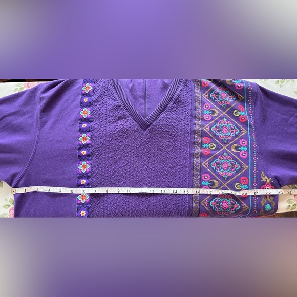 VINTAGE Blast Purple Long Sleeved Eclectic 80s Grandmacore Sweater Retro Large - Picture 7 of 11